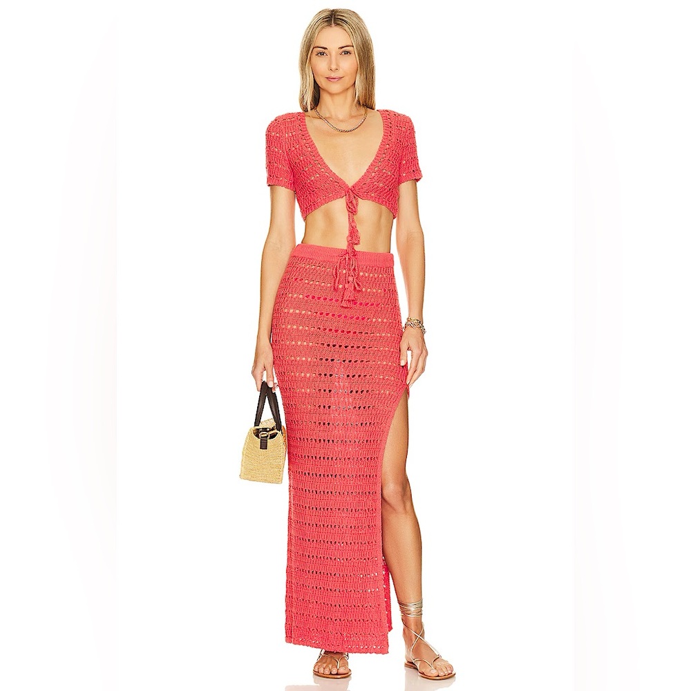 🌺 NWT! LSPACE Crochet Sweetest Thing Skirt in Cayenne - Size S